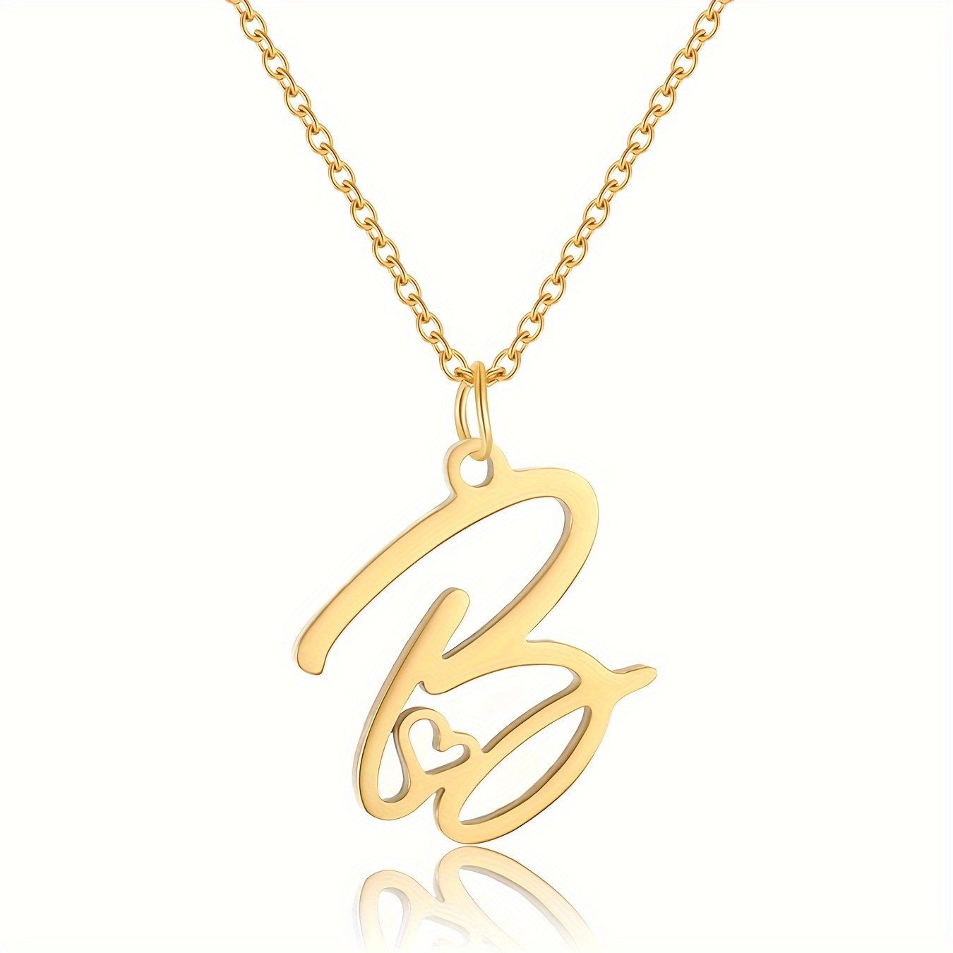 Women's Golden Initials Love Heart Pendant Necklace
